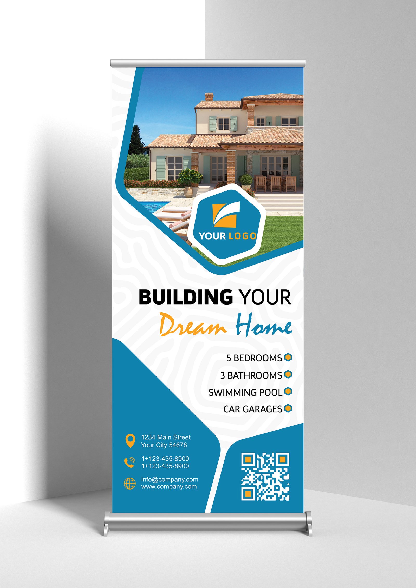 Property Roll Up Banner AI Template Blue